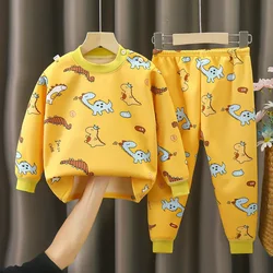 New Autumn Winter Kids Thicken Warm Pajamas Baby Boys Girls Cute Cartoon Long Sleeve Pyjamas Toddler Sleepwear Clothing Sets