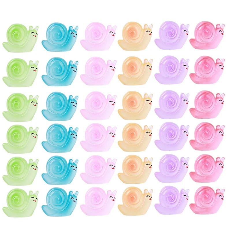 

120Pcs Luminous Mini Resin Snail Mini Animals Glow in the Dark Tiny Snail for Home Mini Fairy Garden Aquarium Decor