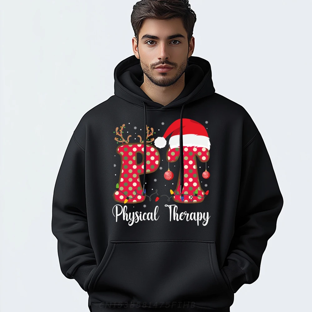 

Physical Therapy Christmas Retro Groovy Pt Therapist Xmas Black Hoodie Men Clothing National Flag Day