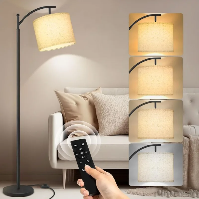 

Arc Floor Lamp with Remote Control, 9W/1000LM Stepless 3000K-6000K LED Bulb Included, Standing Lamp