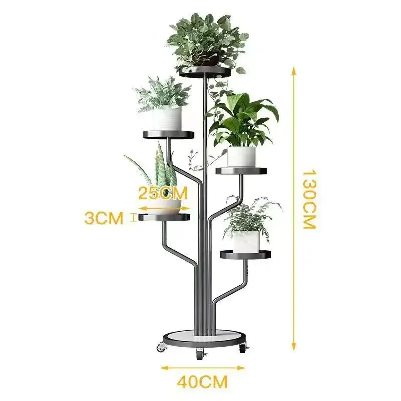 LH3 modern simple stepped flower stand living room metal balcony movable shelf