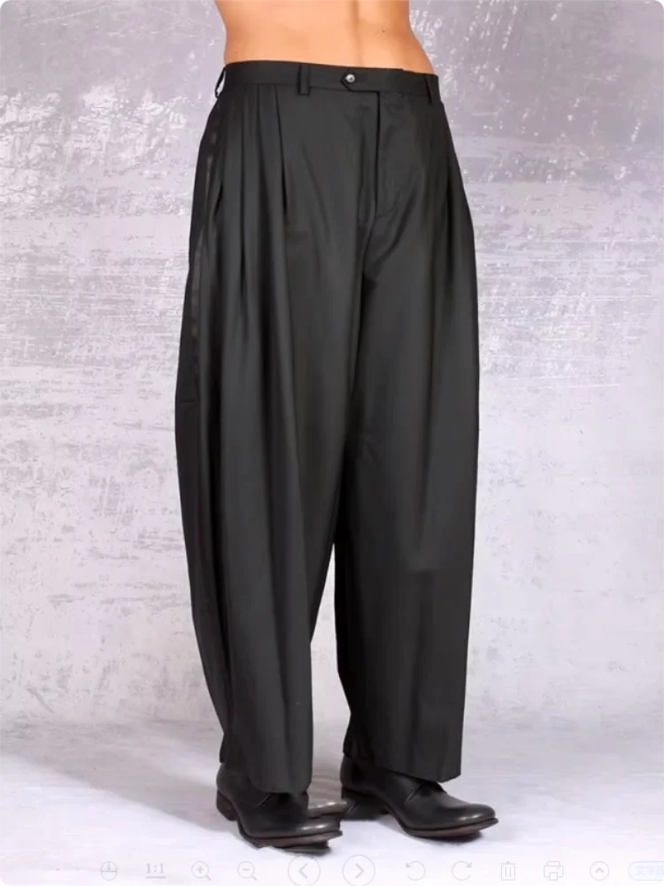 Pantalones de estilo de pelo para hombre, diseño elegante, holgado, de gran tamaño, cómodo, Haren, Otoño/Invierno, nuevo