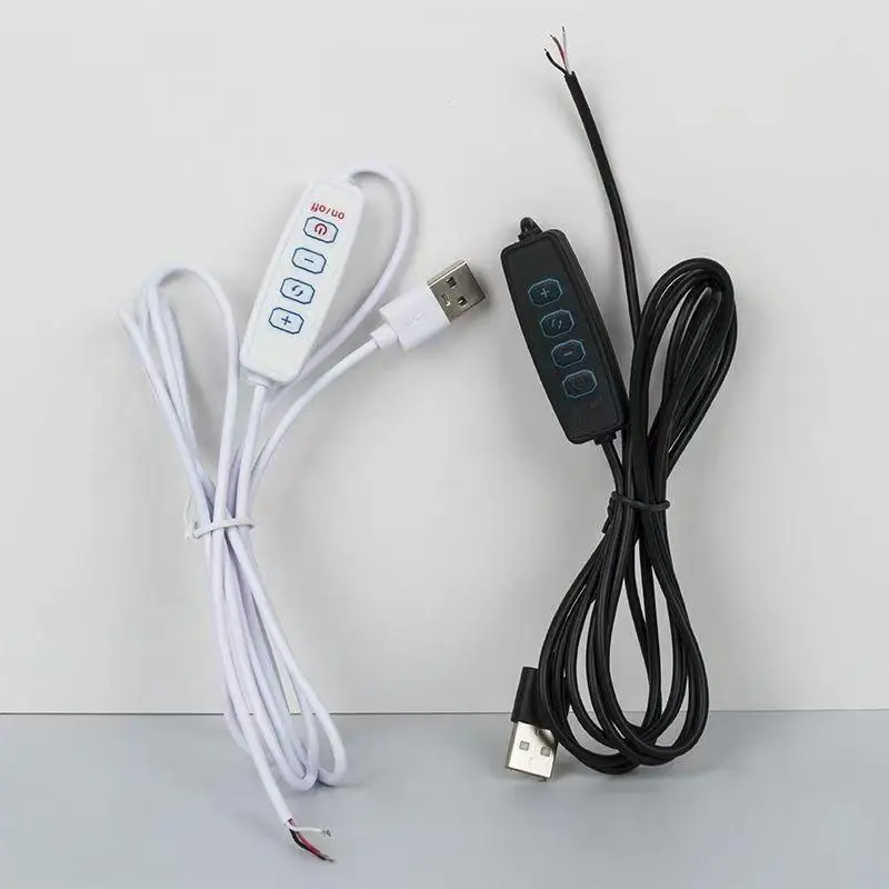 1Pcs 4-Key Controller 2CH USB 5V LED Tricolor Dimming Color Switch Cable Dimmer For Low Voltage LED CCT Bicolor Light