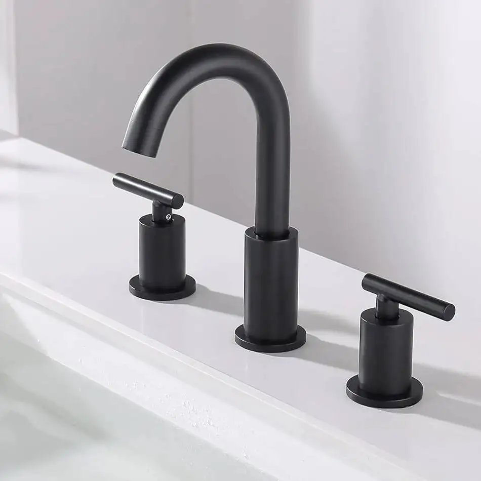 

Bathroom Washbasin Sink Solid Brass Dual Handles Bathtub Mixer Tap 3 Holes Basin Faucet Set Lead