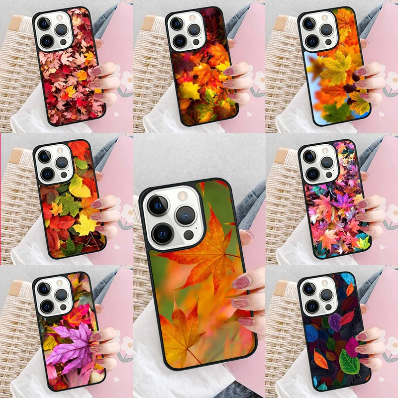 Etui na telefon z kolorowymi liśćmi do iPhone 17 Air 16 15 14 plus 11 12 13 pro max coque shell fundas