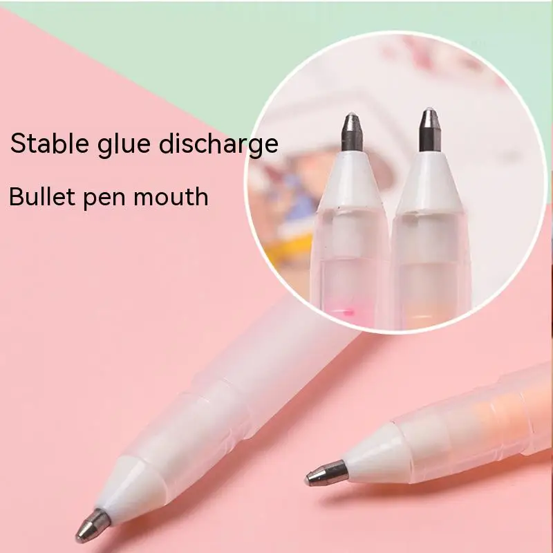 CHEN LIN 2Pcs Candy Color Dispensing Pen Quick-Drying Glue Pen Manual Solid Glue Stick Student Handbook Diy High Viscosity Glue