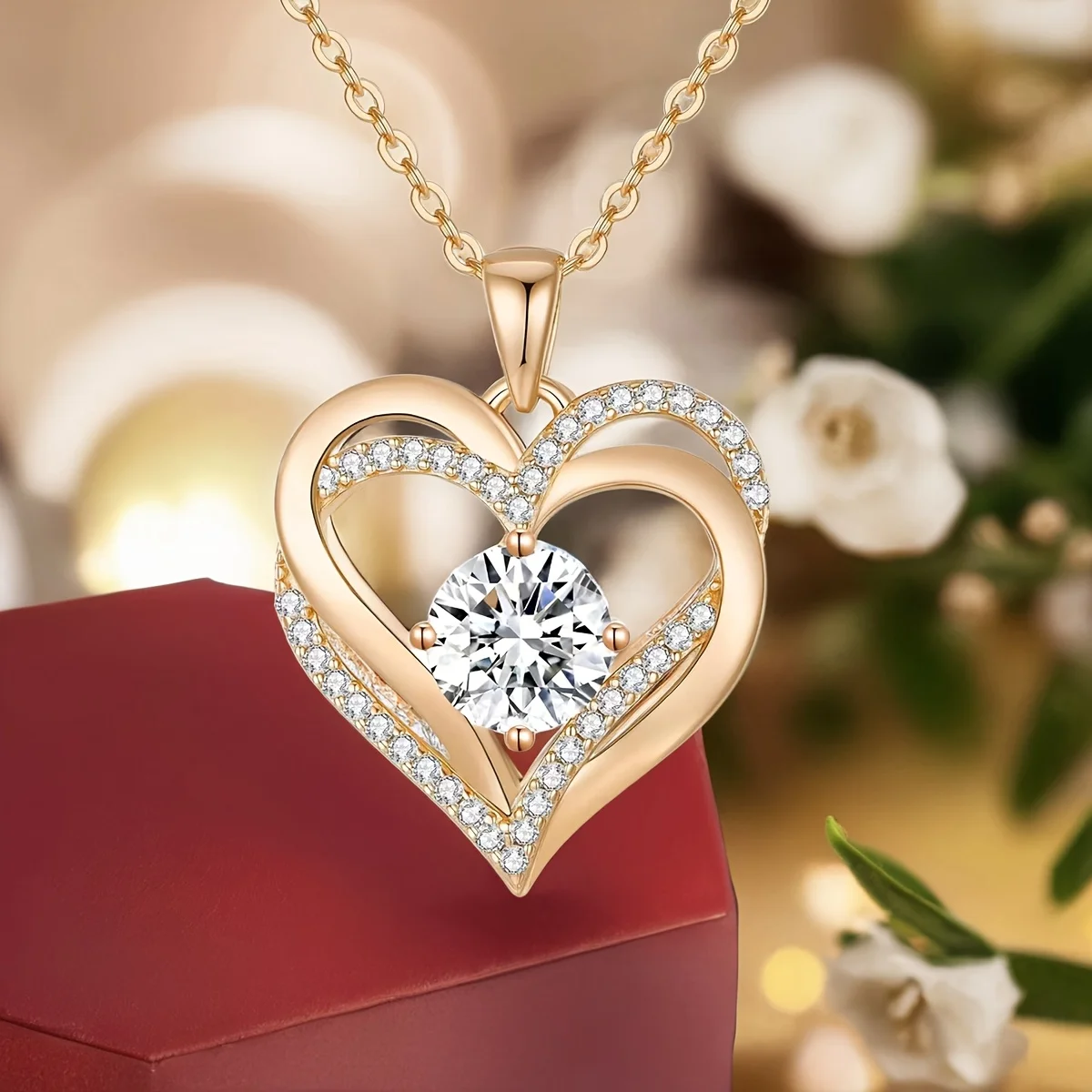Pink Romantic Valentine'S Day Necklace Gift Box with Artificial Flower, Mother'S Day Present for Mom, Birthday Party Favor