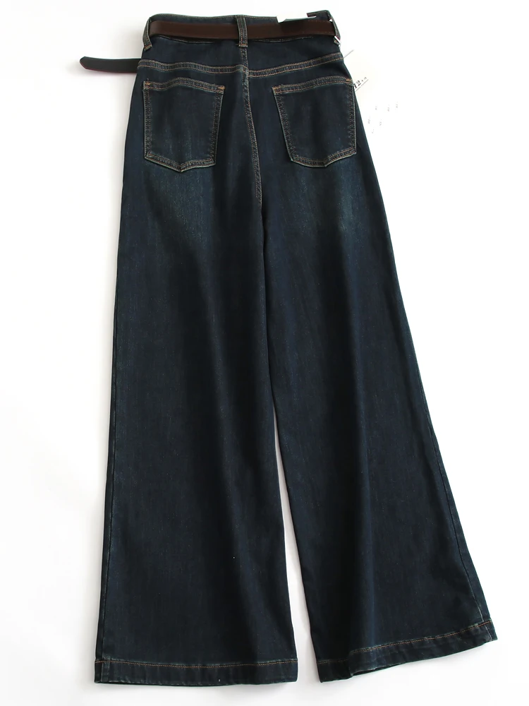 High Waist Wide Leg Jeans Thin Fleece Thickened Cross Cover Slimming Loose Jeans Women's Denim Pants G989 Bootcut Pants