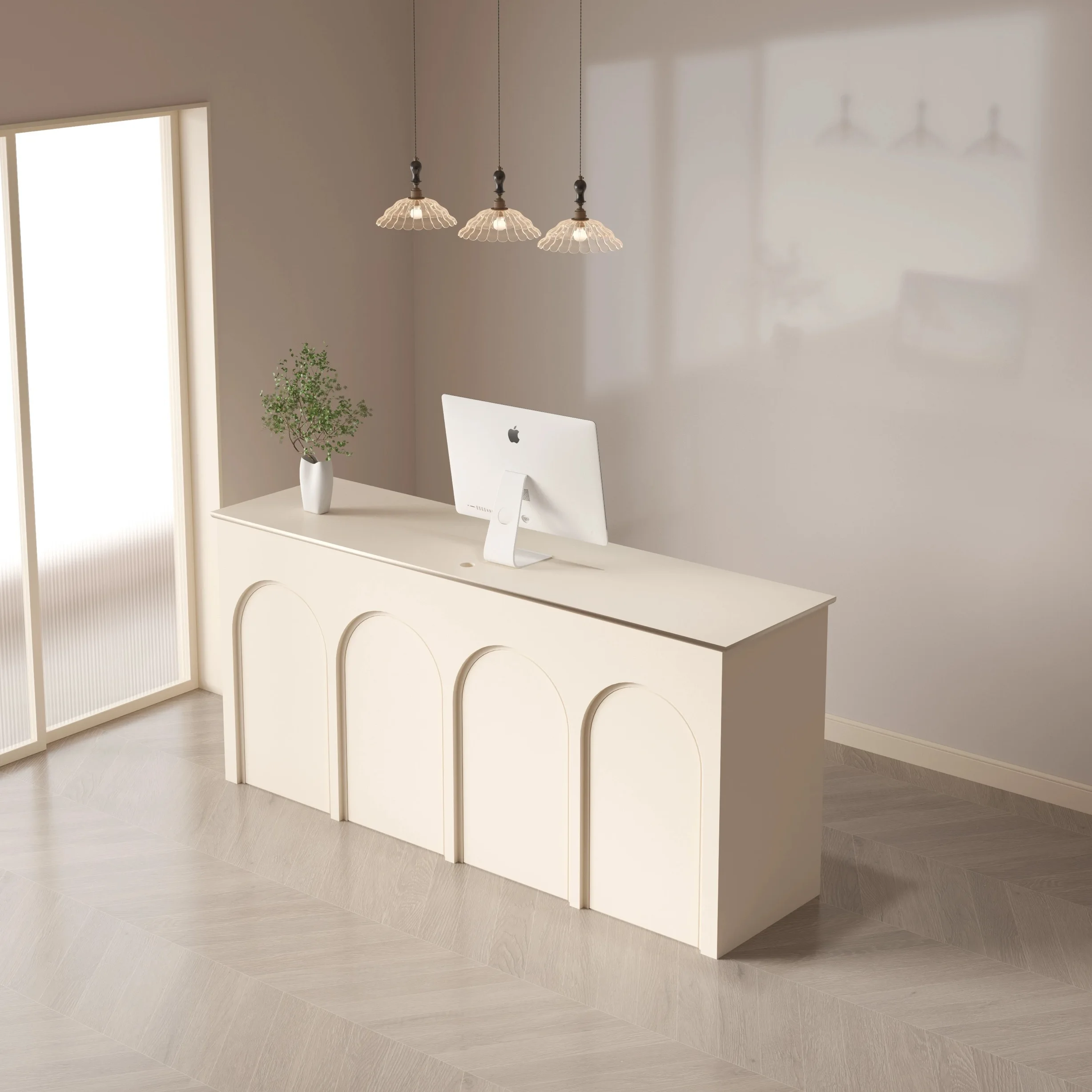 Durable And Good Looking Custom Color Wooden Standard Size Reception Desk Office Reception Outpatient