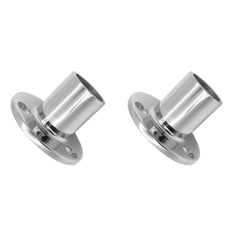 2X 316 Stainless Steel 90 Degree Marine Boat Hand Rail Fitting Round Stanchion Boating Tubes Base For Pipe 32 Dia