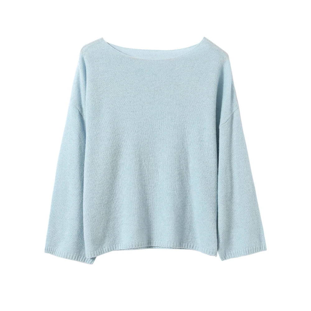 boat neck 2024 clothes fashion women wool sweater womens blue top fall clothing oversized cute ladies tops designer pullover new