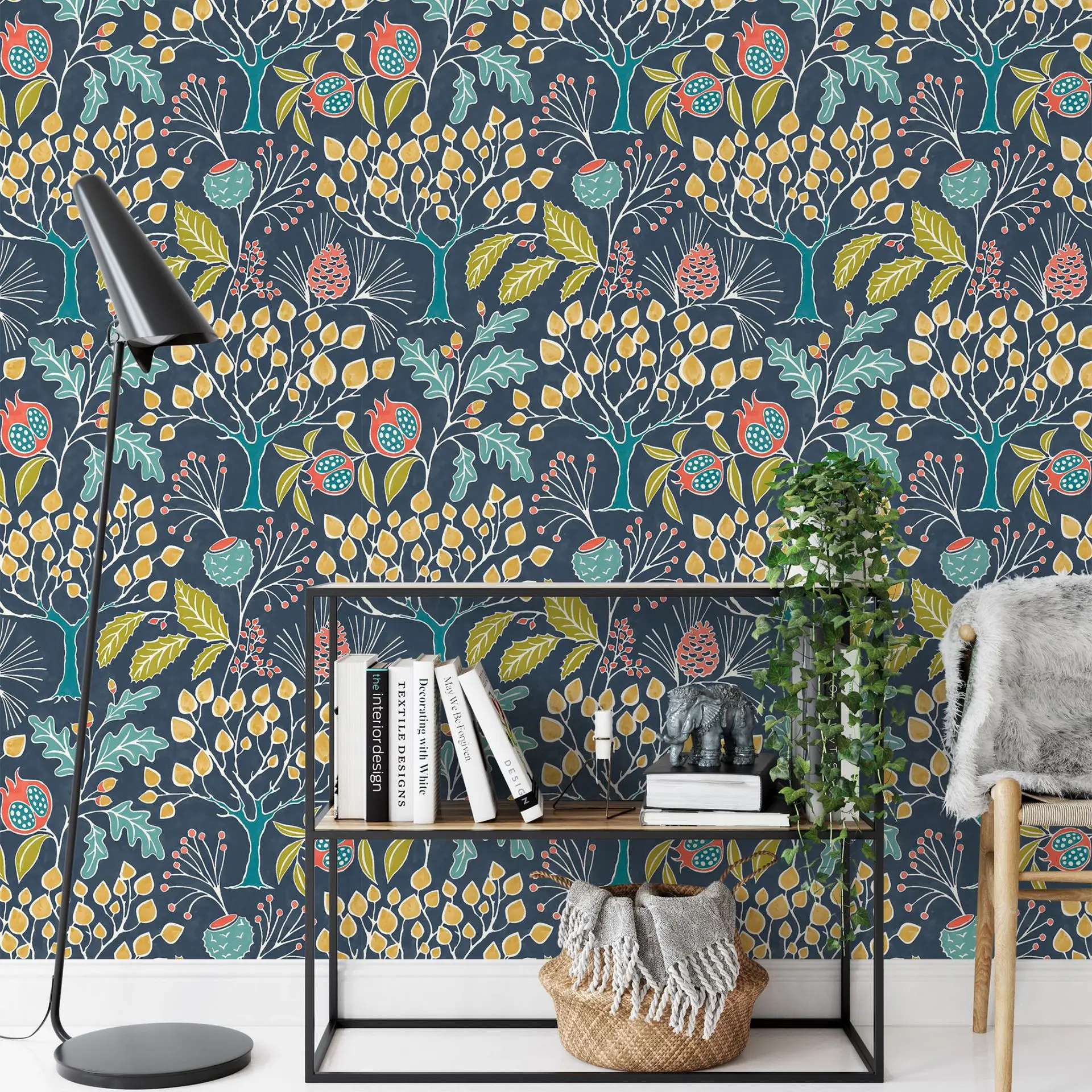 Peel And Stick Vintage Self-adhesive Wallpaper Waterproof Dark Botanical Flowers Contact Paper for Bedroom Home Wall Decoration