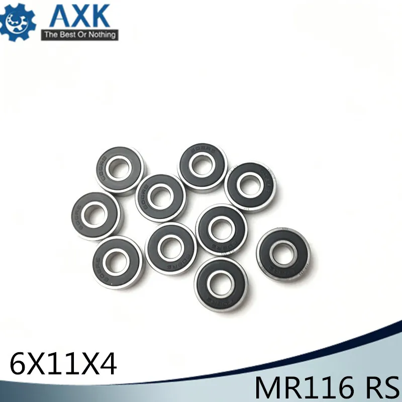 MR116RS Bearing 10PCS 6x11x4 mm ABEC-3 Hobby Electric RC Car Truck MR116 RS 2RS Ball Bearings MR116-2RS Black Sealed