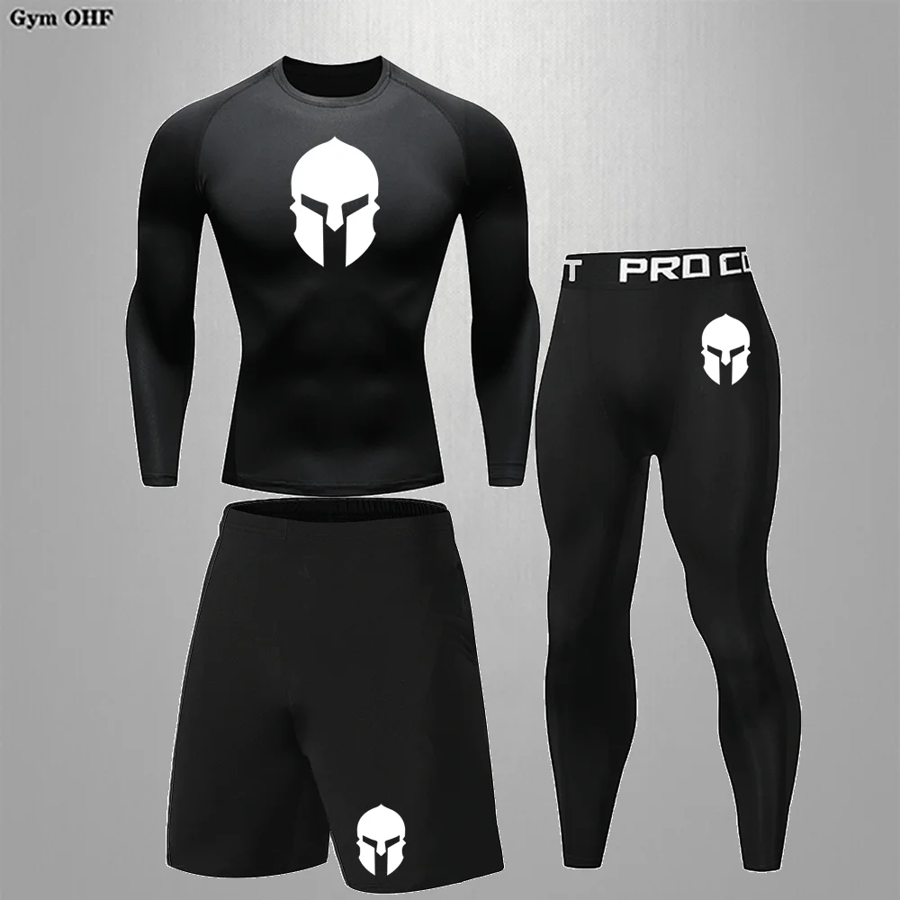 Spartan Children\'s Tracksuits T Shirts+Shorts Sets Sport Tights Gym Fitness Running Training Rashguard jiu jitsu Kids Sportswear