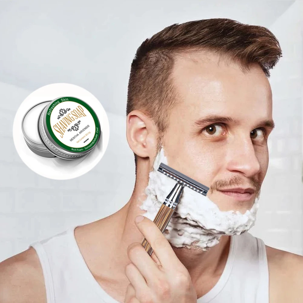 60g Salon Moustache Removal Mint Scented Nice Beard Conditioner Aluminum Boxed Beard Hair Cleaner Portable for Men