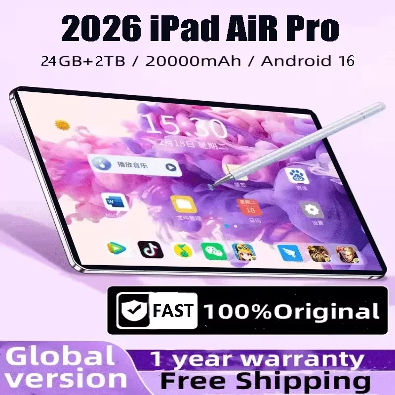 Tablette originale mondiale 2026 iPad Air PRO 11 pouces Android 16 24 Go + 2 To 20000 mAh 5G Double carte SIM WiFi GPS HD 4K Mini PC Tablette