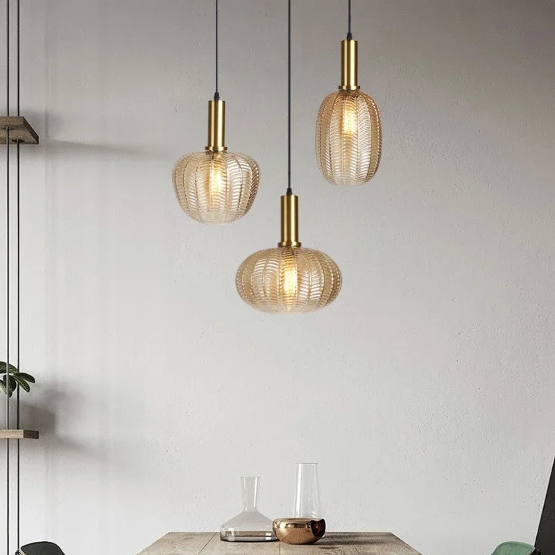 

SANDYHA стильная люстра из скандинавского стекла, светодиодная лампа для гостиной и столовой, уникальный гофрированный абажур, элегантное освещение