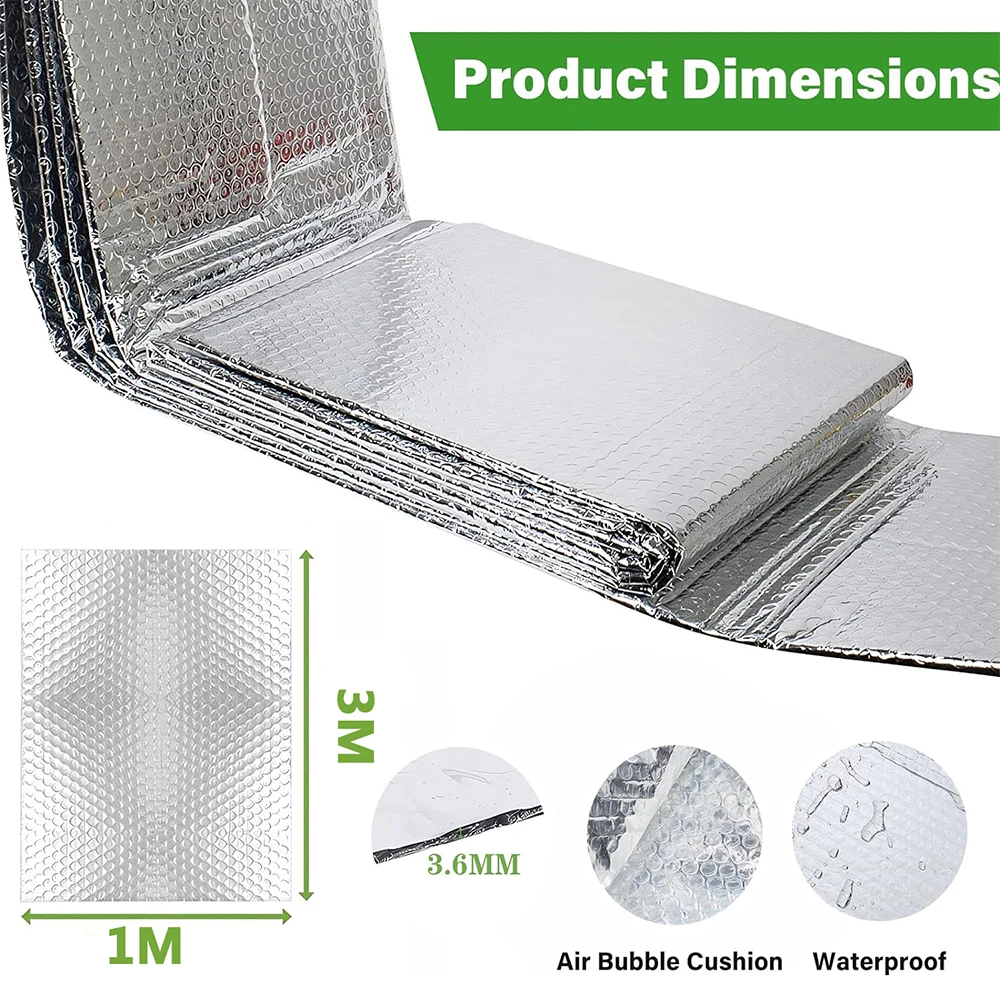 Double-sided aluminum film Reflective Insulation Foam Sheet Foil Bubble Roll for Keep Heat Thermal Shield Radiant Barrier 1MX3M