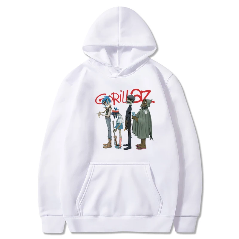 Music Band Gorillaz PUNK ROCK Hoodie Women Hoodie 90s V-neck Hoodie Short Sleeve Hoodie Clothes Vintage Clothing