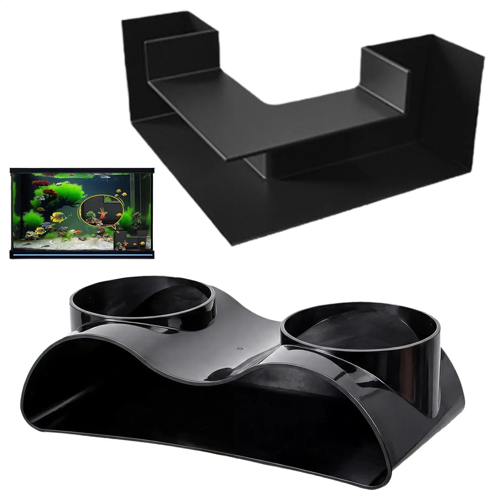 Cueva para Acuario, 2 Piezas, en Forma de L, Decoración de Esquina con Visión de 360°, Decoración para Peceras, para Betta, Corydora, Bagre, Kuhli, Loach