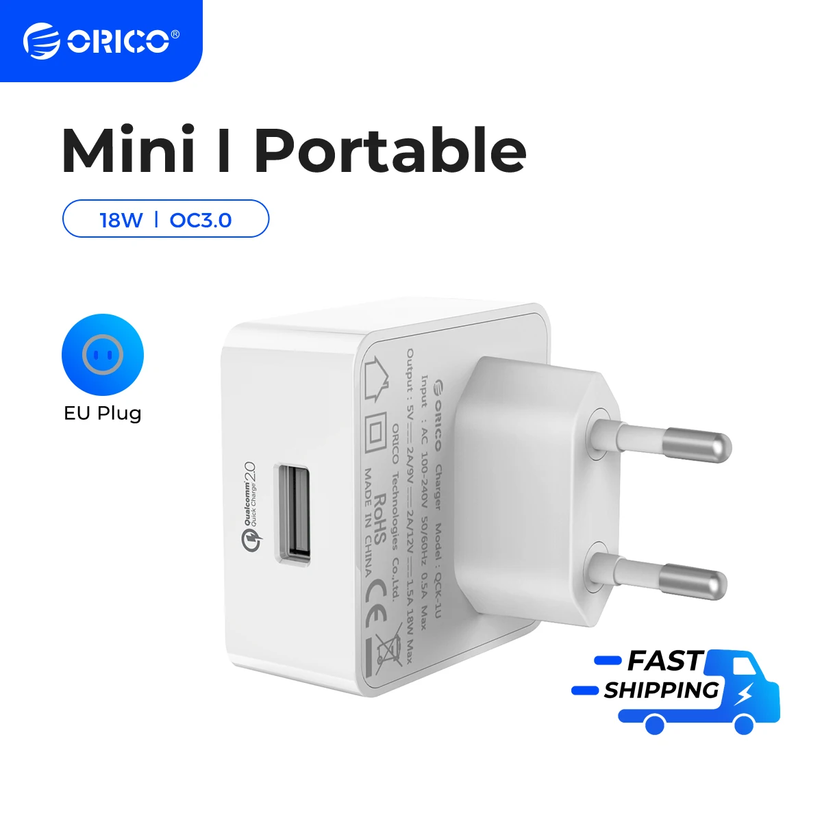 ORICO QC3.0 QC2.0 USB Quick Charger Wall Charger Smart Adapter with Micro USB Cable for Samsung Xiaomi Huawei