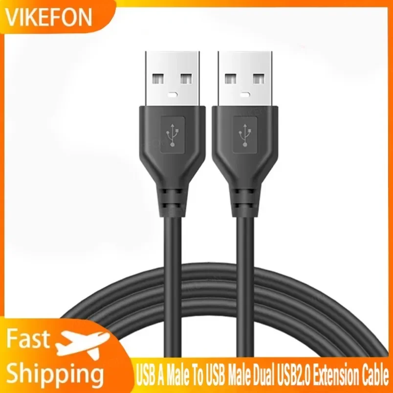 USB Date Transmission Extender Cord USB A Male To USB Male Dual USB2.0 Extension Cable For Radiator Hard Disk Webcom Camera