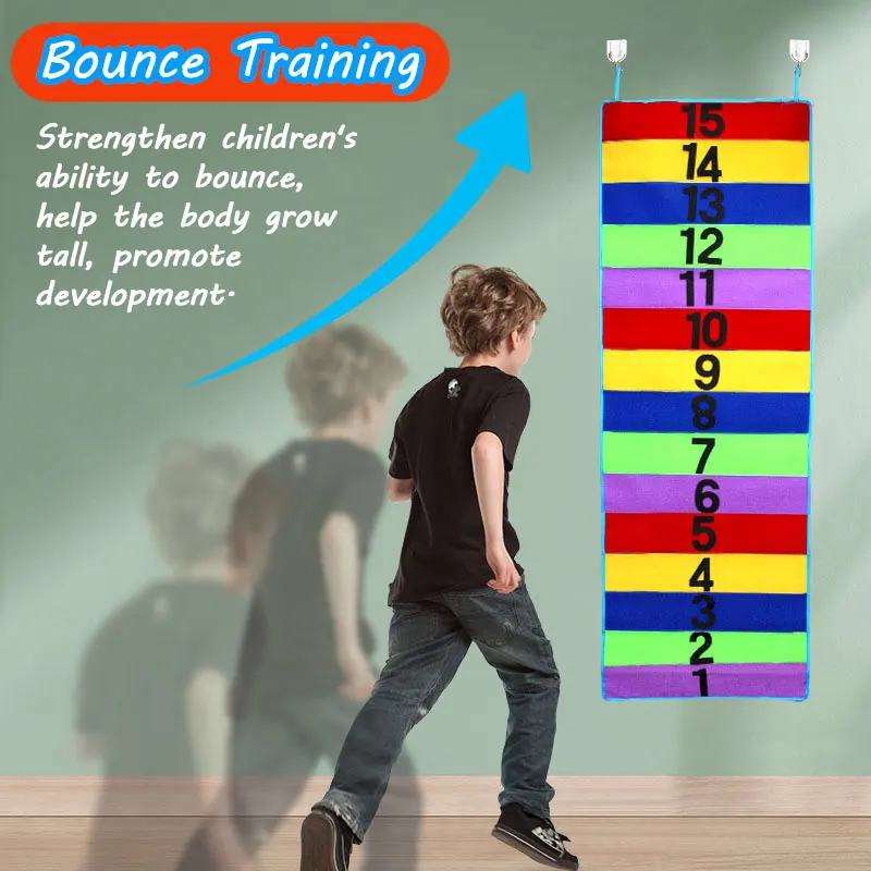 เด็กตลกสัมผัสพรมสูงเกม Bounce Trainer ส่งเสริม Growth สนุกกีฬาของเล่นความสูงไม้บรรทัดของเล่นกลางแจ้งในร่มสําหรับเด็ก