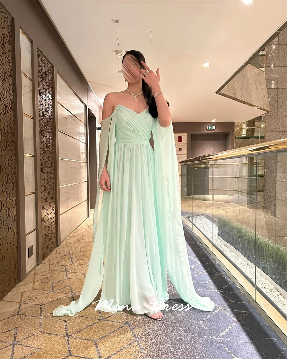 Mina Aangepaste avondjurk met V-hals Luxe elegante formele damesjurken voor speciale gelegenheden Ruglooze plooien Feest Vrouw Schoolfeest