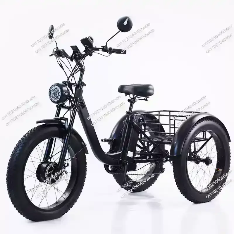 20 Inch Folding Fat Tire Electric Tricycle Pedal Tricycle Snow Lithium Battery Bicycle
