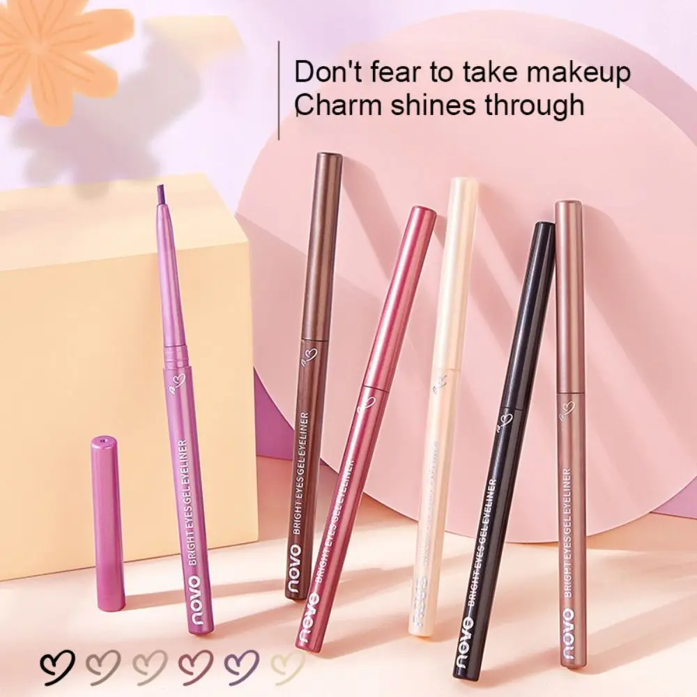 Eyeshadow Waterproof Eyeliner Pencil Non-Smudge Glitter Champagne Gel Eyeliner Pen Purple Colorful Lying Silkworm Pencil Women