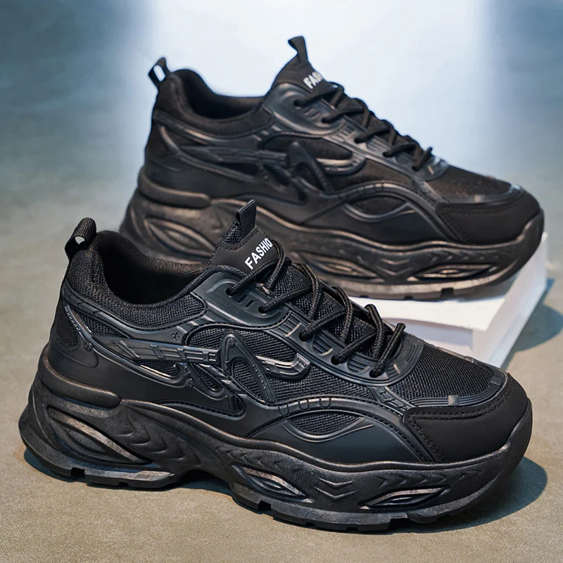 Chunky sneakers four seasons Men's breathable light soft sole non slip casual outdoor speed student walking running sports shoes