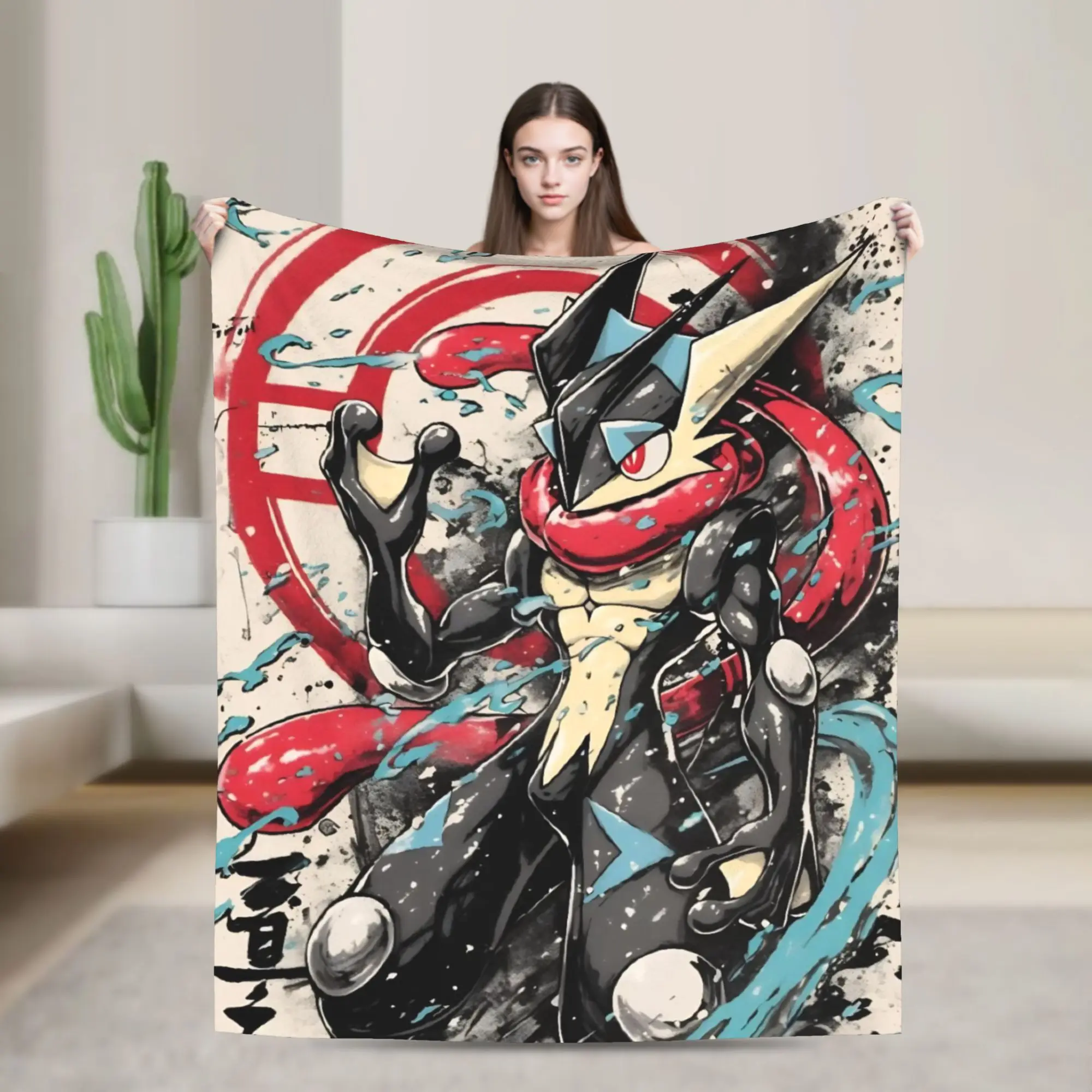 Greninjas Ninja Frog Plush Blankets Pokes Japanese Style Awesome Throw Blankets for Home Hotel Sofa  200x150cm Bedspread