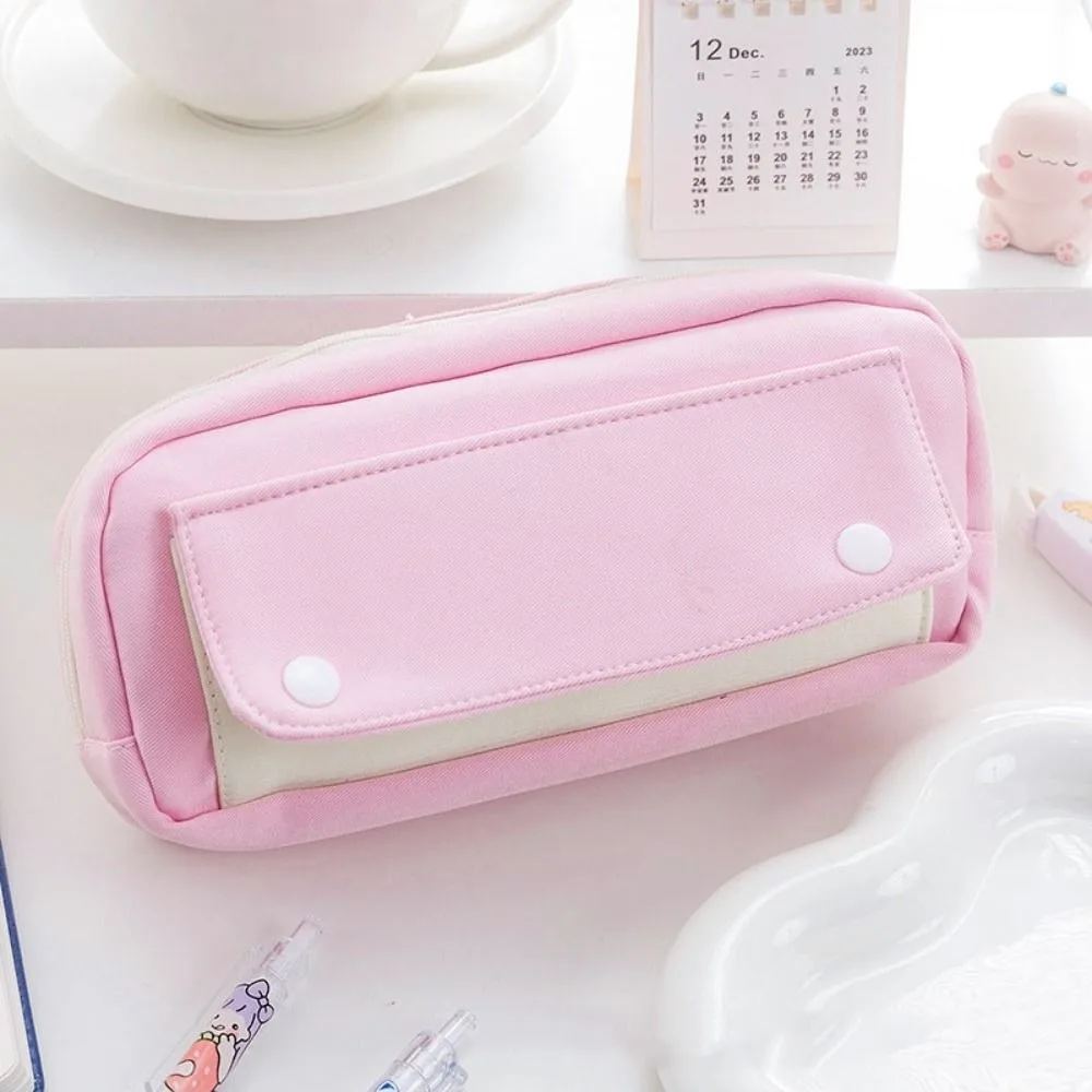 

Simple Large Capacity Student Pencil Case INS Morandi Color Simple Pencil Pouch Canvas Flip Style Gel Pen Organizer Kids