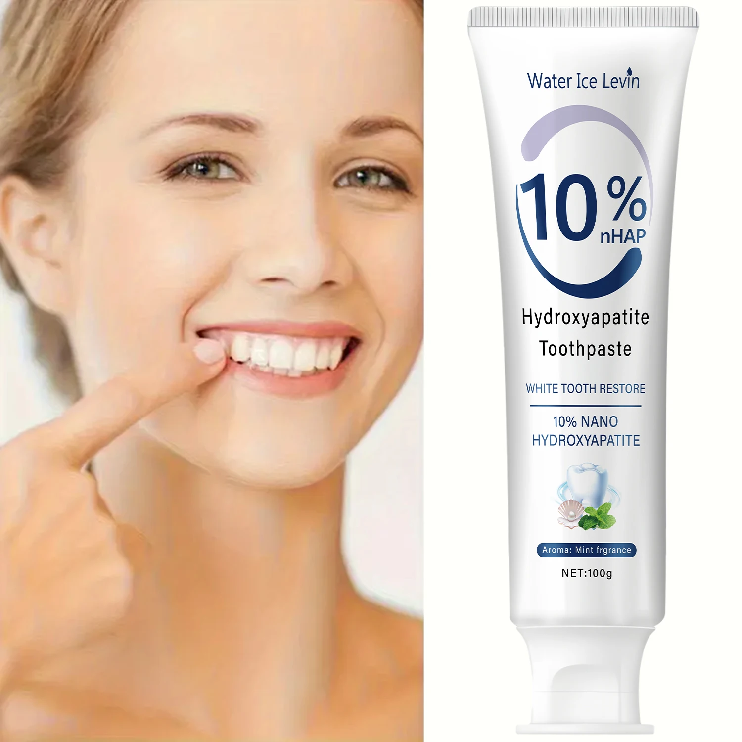 Hydroxyapatite Toothpaste 100g with Nano Hydroxyapatite & Vitamin C - Enamel Strengthening Gum Care Fresh Breath Whitening