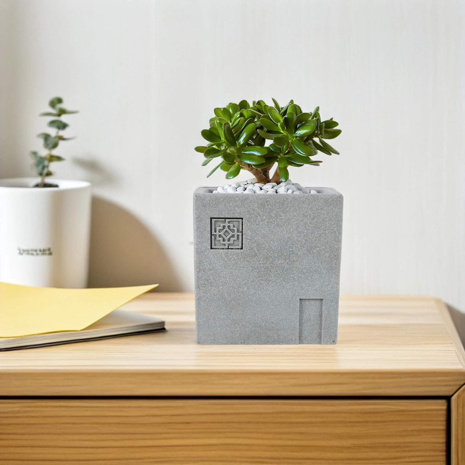 

Stone Flower Pot Planter Decorative Sandstone Garden Planter Sturdy Wear Resistant Microlandscape Base Stable Safe Indoor