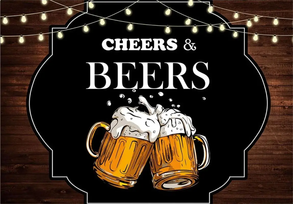 Retro Rustic Wooden Board Photography Backdrop Cheers Beers Mug Photo Background Birthday Party Decorations Photo Props Banner