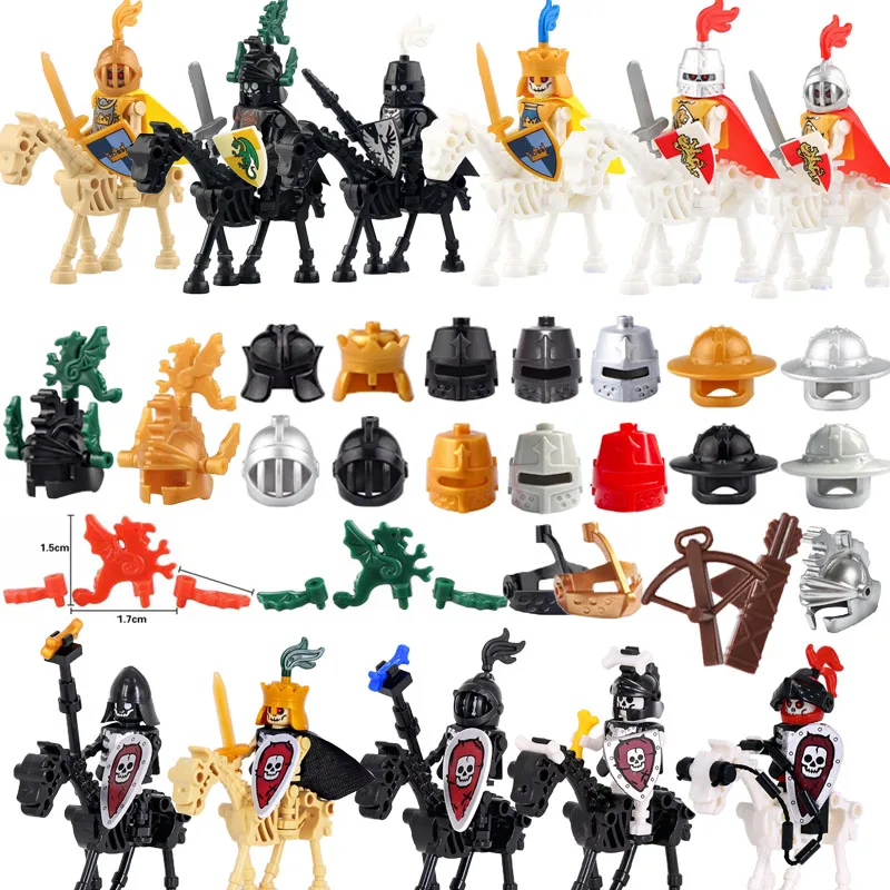 

Средневековый военный замок фигурки рыцарей-призраков римские бронированные военные лошади оружие щит меч перо MOC игрушечный кирпич