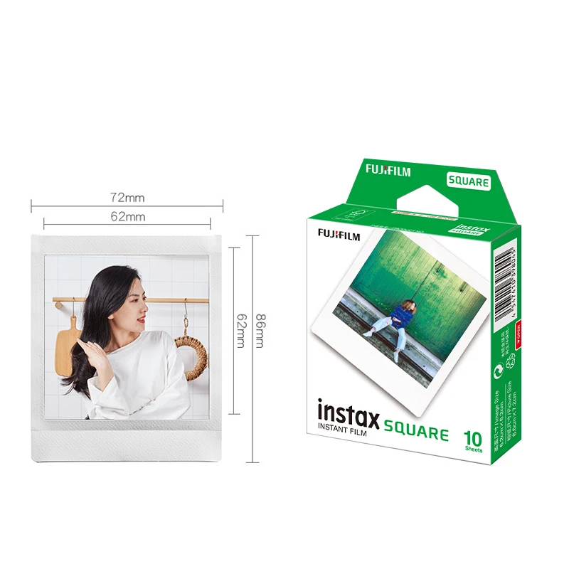 10 arkuszy oryginalna Fujifilm Instax kwadratowa folia biała krawędź dla SQ1/SQ6/SQ10/SP-3/SQ20 kamery hybrydowe tęcza/gwiaździste niebo/czerń