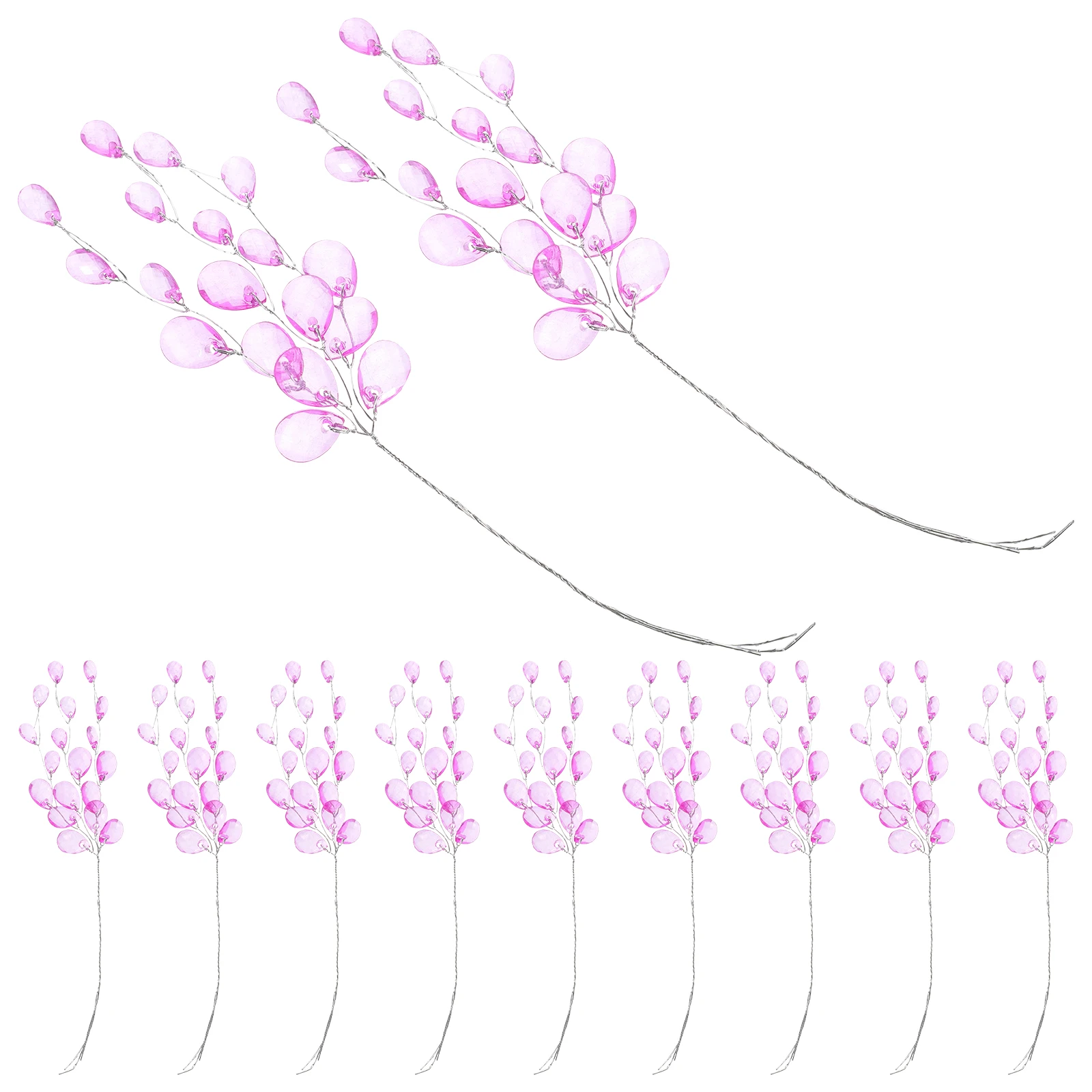 

50 Pcs Artificial Flowers Stems Acrylic Water Drop Beads Fake Plants Decor Simulation Flower Vase Wedding naments Bouquet