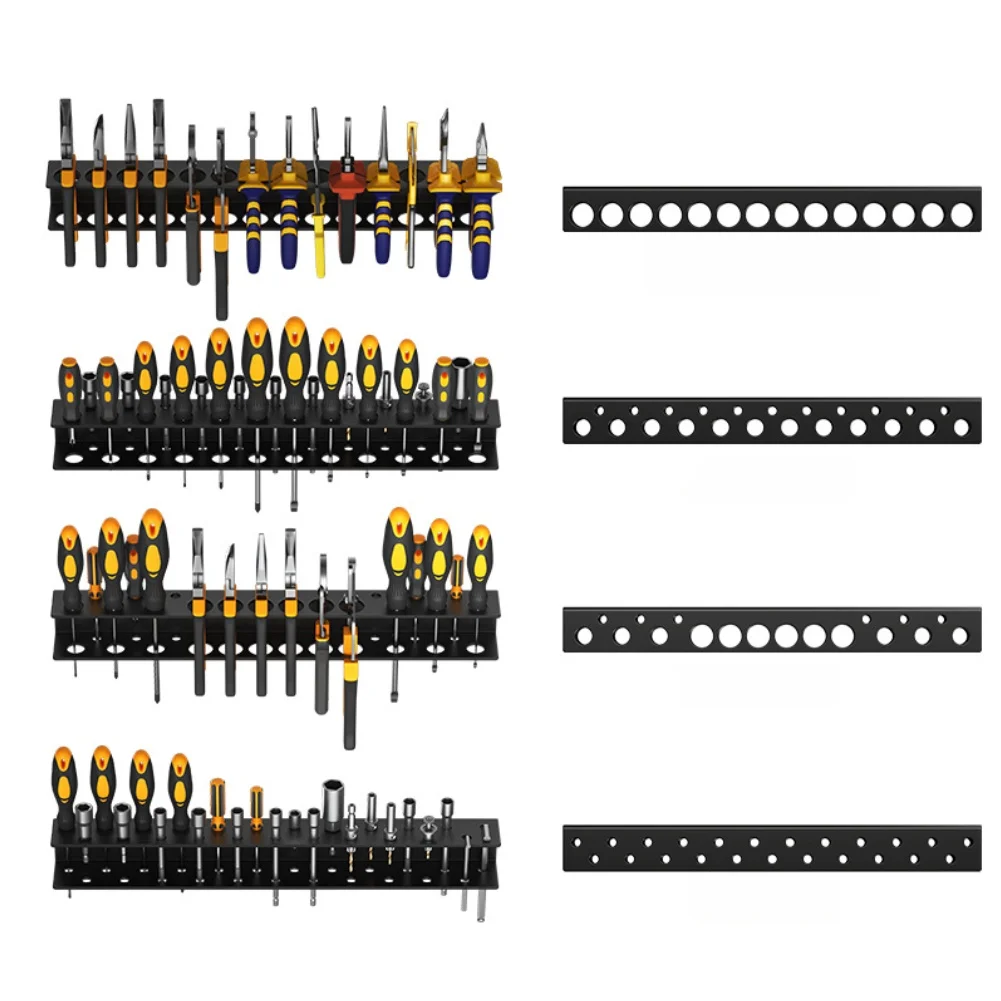 Metal Wall Tool Storage Rack for Screwdrivers Wrenches Pliers Files Works in Garage Workshop or Home Repair Area