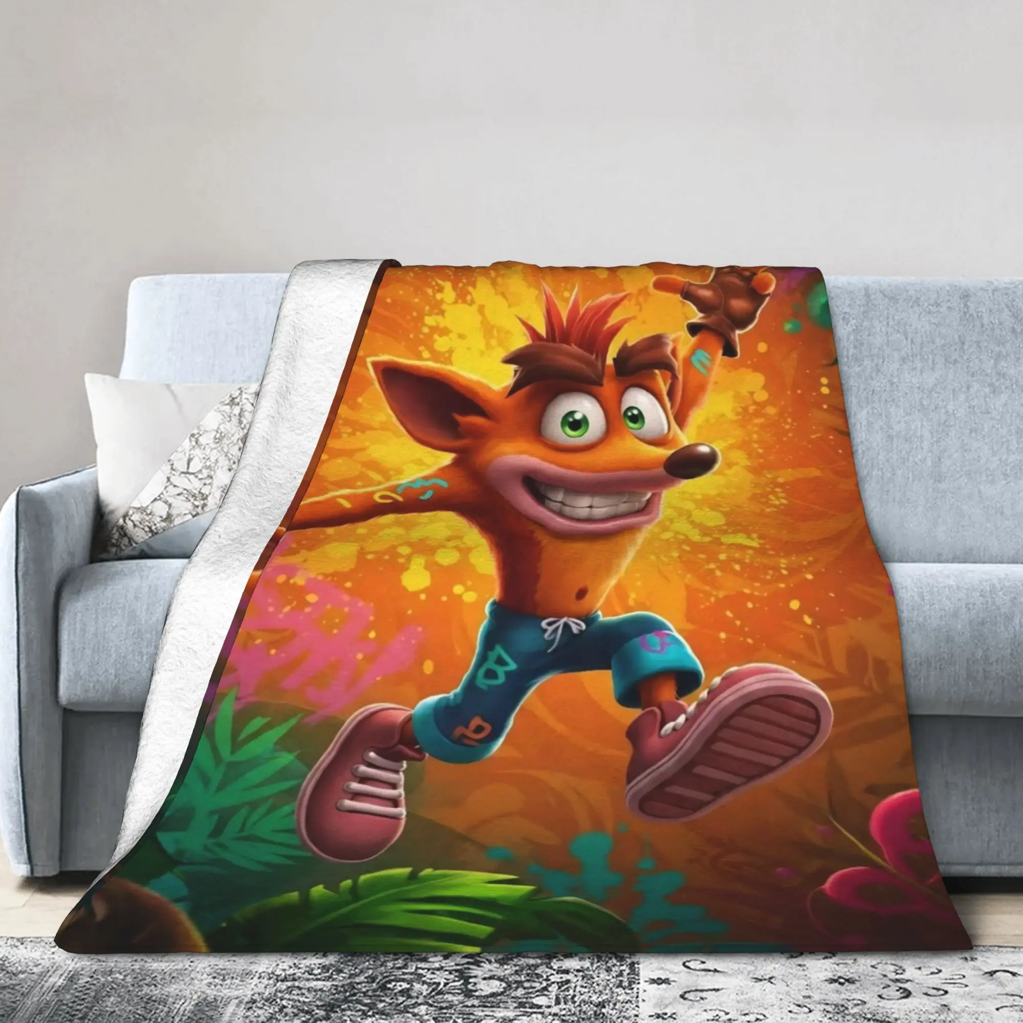 Crashed Game Bandicoots Coral Fleece Plush Throw Blanket Aku Blanket for Bedding Car Lightweight Plush Thin Quilt