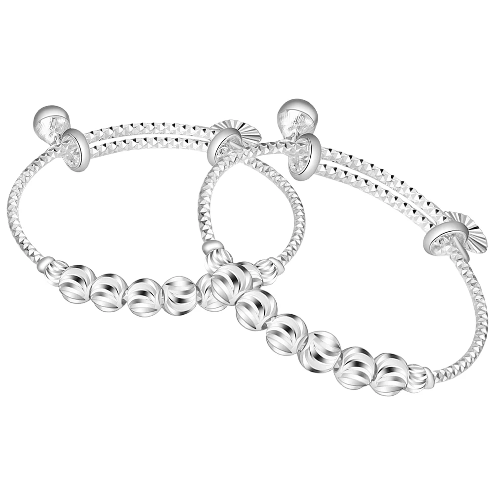 

2Pcs Baby Bracelet Adjustable Infant Girls Bell Charm Toddler Jewelry Baby Bangle Gift Infant Bracelet Adjustable