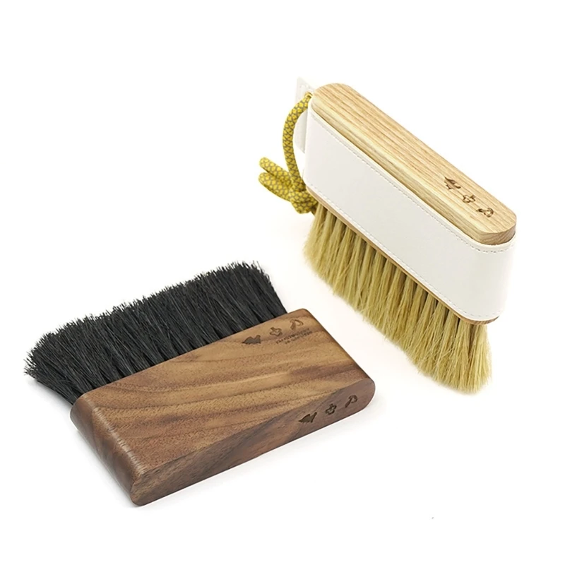 Handle Coffee Grinder Brush Cleaning Tool with PU Leather Cover Easy to Use D2RD