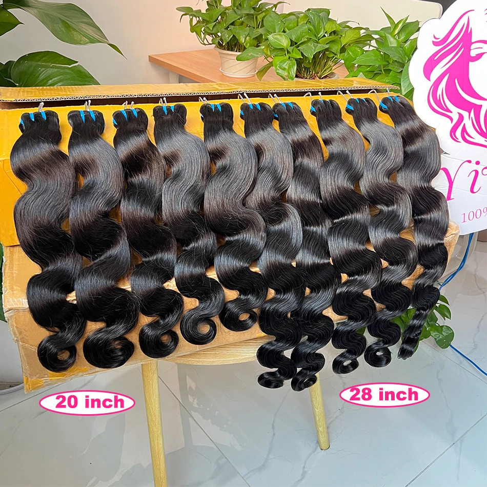 Yiwigs 15A Grade Body Wave 100% Human Hair Bundles Thick Sew In 10-30 inches Black 3 Bundle Deals Raw Hair Weave Extensions