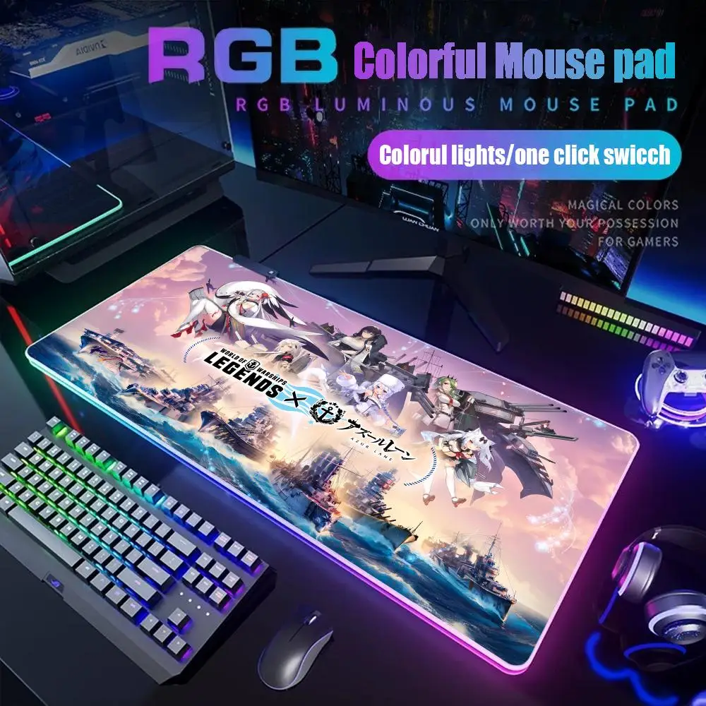 

Коврик для мыши Game World of Warship Rgb Настольный коврик с подсветкой Светодиодный коврик для мыши Настройка игровых аксессуаров Настольный коврик Большой коврик для мыши с подсветкой