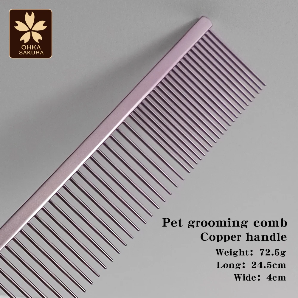 Pink Large Dog Comb for Pet Grooming with Coarse Needle Knotting Brushing Tool for Competition Use