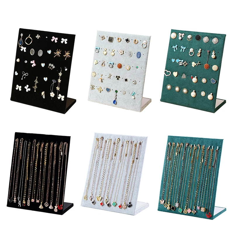 Flannel Necklace Pendant Display Stand Earring Display Board Women Jewelry Rack Bracelet Storage Holder Dangler Eardrop Shelf