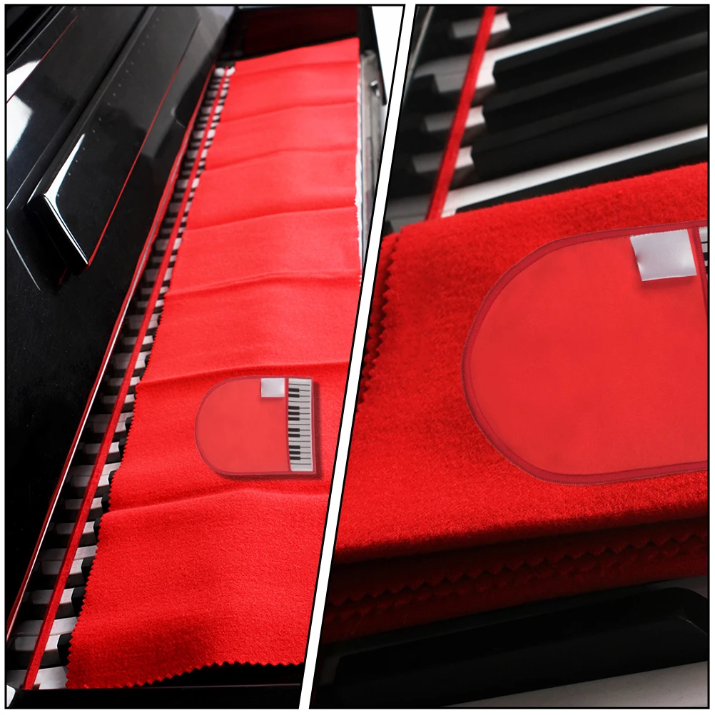 

2PCS Piano Key Cover Red High Grade Fibre Cloth Dust Proof Water Absorption Cleaning Accessories Keyboard Instruments