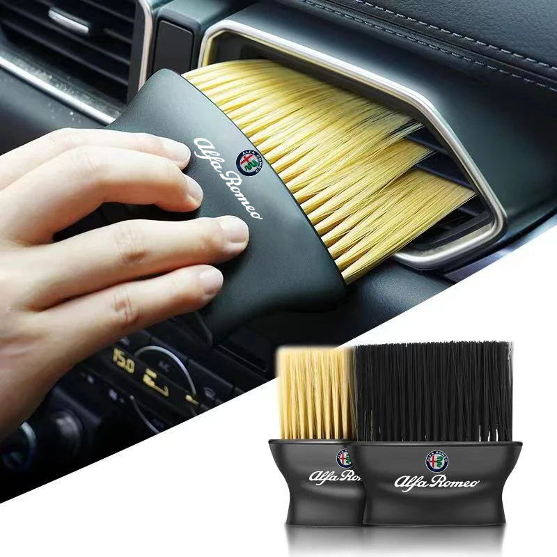 Car Seat Dashboard Air Outlet Wash Brush Clean Up Accessories Stickers For Alfa Romeo 159 147 Giulietta Spider GT Giulia Stelvio