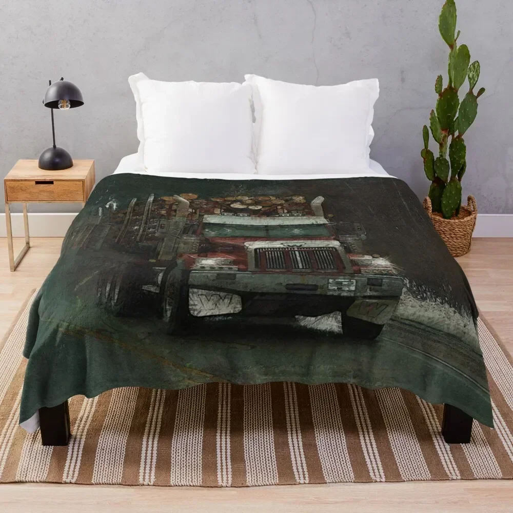 

The Trunk Line - Logging Truck Delivery Route Throw Blanket Elegant Warm Throw Blanket for Hotel Home